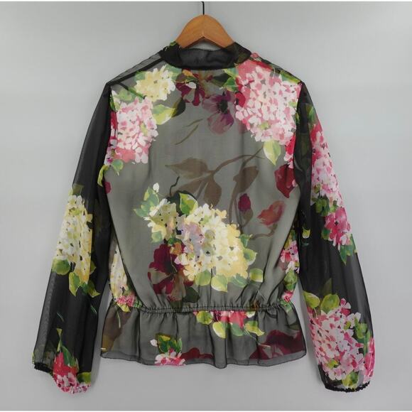 Lauren Ralph Lauren Georgette Blouse Medium Floral Sheer Bloomcore Fairy - Picture 7 of 16